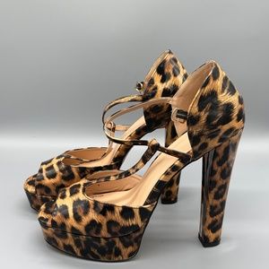 Drag Queen/Crossdresser Leopard Print Chunky High Heel Sandals